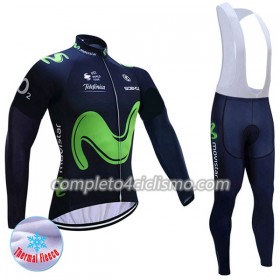 Completo Maglia ML + Pantaloncino con bretelle ML 2017 Movistar Team Donna N001 Winter Invernale